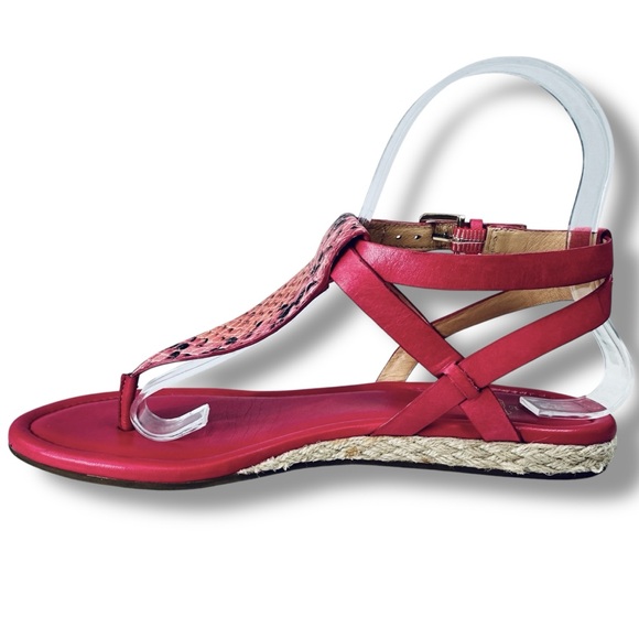Cole Haan Grove Leather Espadrille Sandals Pink Python Snake Size 6 Coastal Boho - Picture 4 of 16